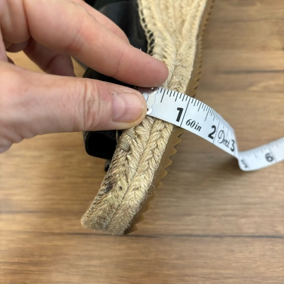 Eileen Fisher Black Leather Willow Espadrille Wedge Sandal Women’s - Picture 11 of 11